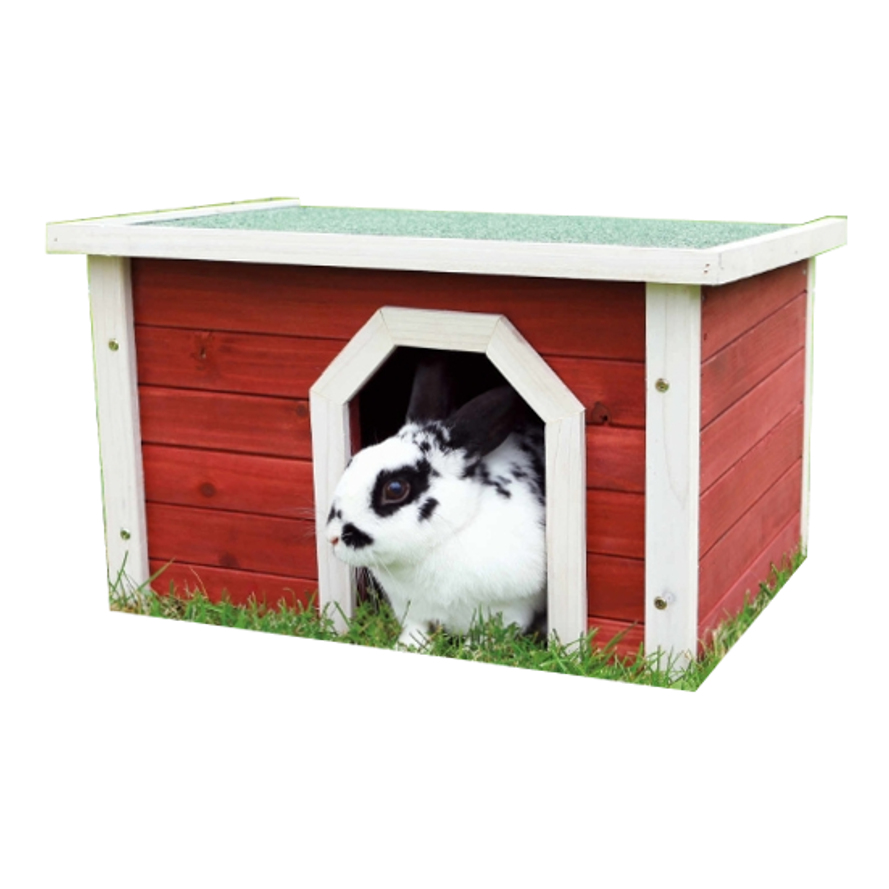 Kaninchenhaus mit einem Eingang im Schwedenhaus-Stil